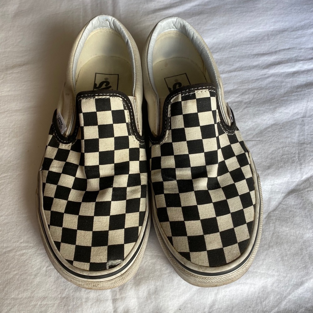 Slip on checkered vans -Womans size 7